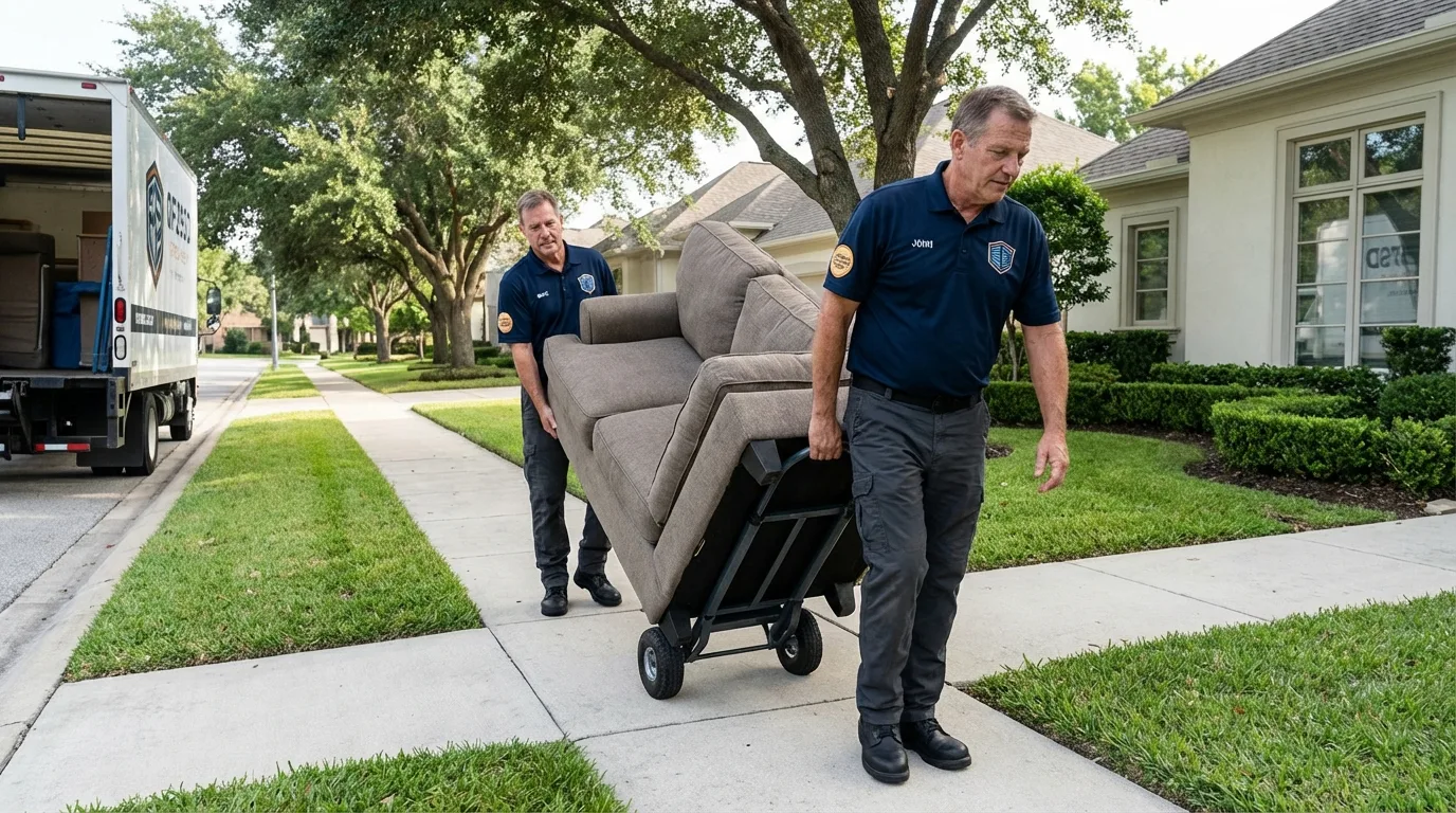 Local residential moving crew loading furniture in Carlton, OR